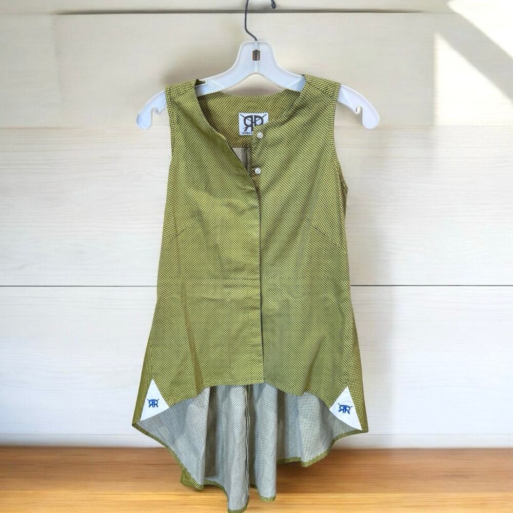 Double R Ravi Ratan Custom Button Front Sleevless Peplum Top Small